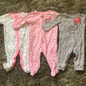 Baby girl sleepers lot of three various brands